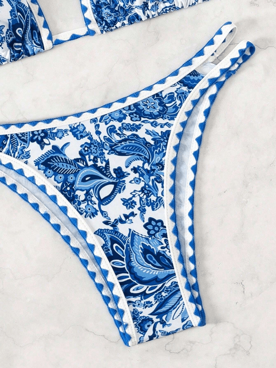 Paisley Bikini – Triangular Halter Top with Floral Print