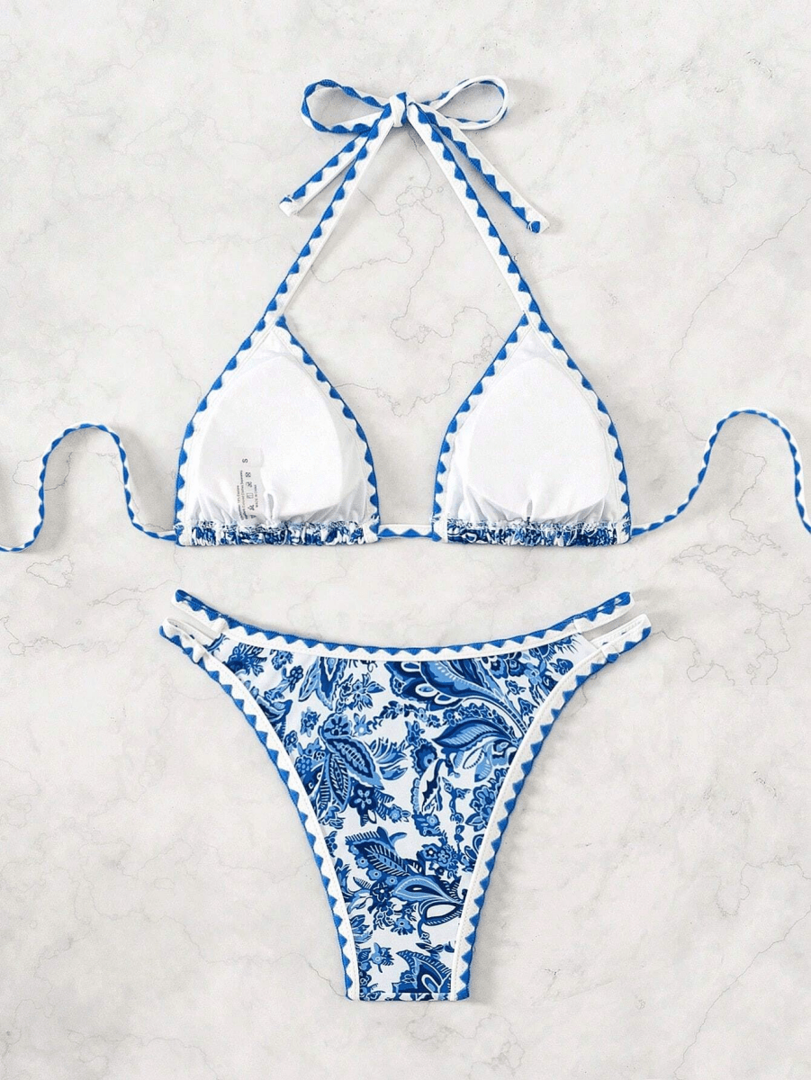 Paisley Bikini – Triangular Halter Top with Floral Print