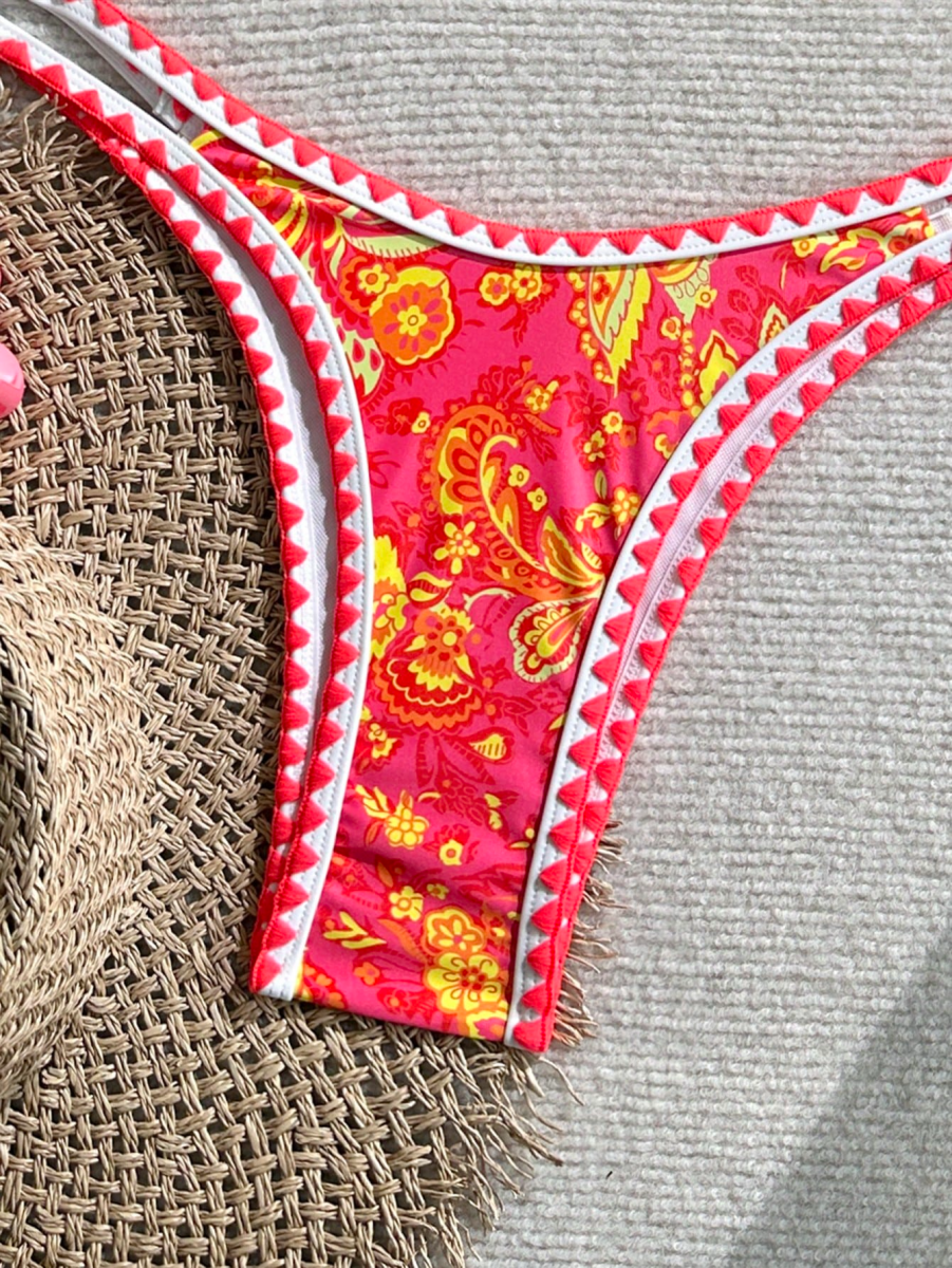 Paisley Bikini – Triangular Halter Top with Floral Print