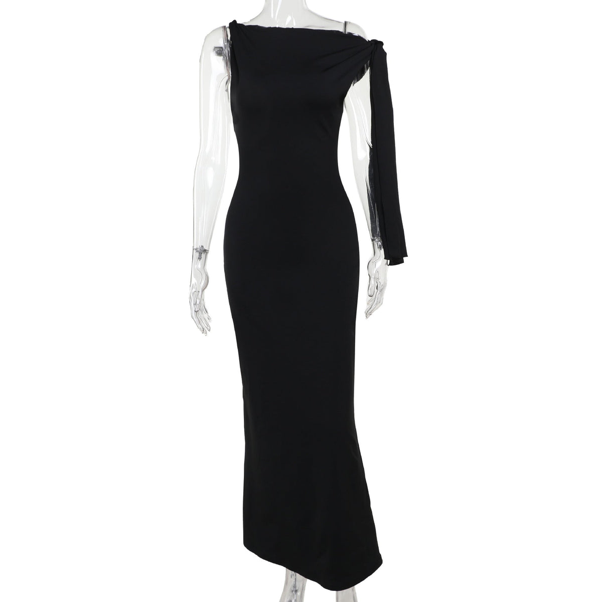 The Slant Elegance | Women's Sleeveless Slant Collar Bodycon Maxi Dress