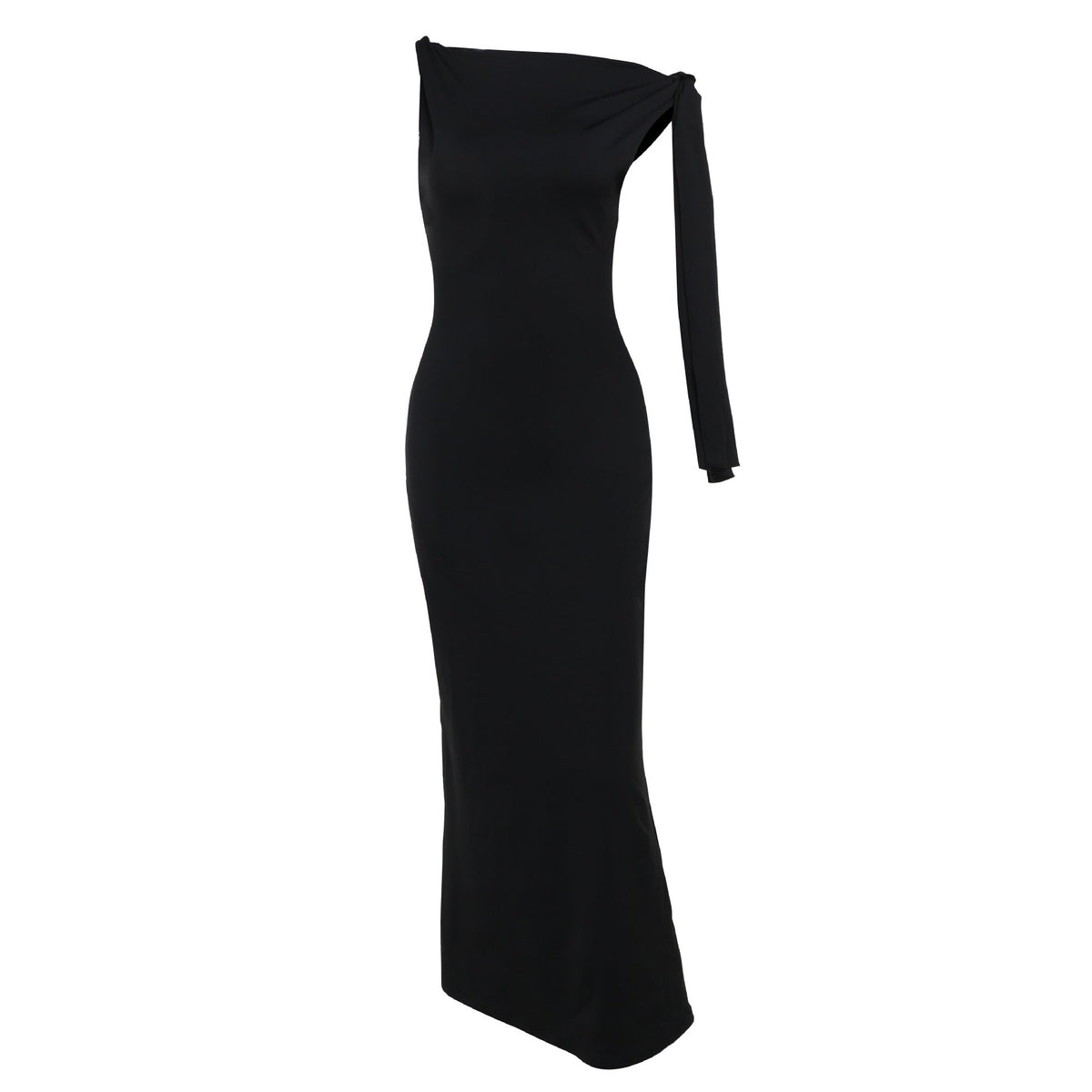 The Slant Elegance | Women's Sleeveless Slant Collar Bodycon Maxi Dress