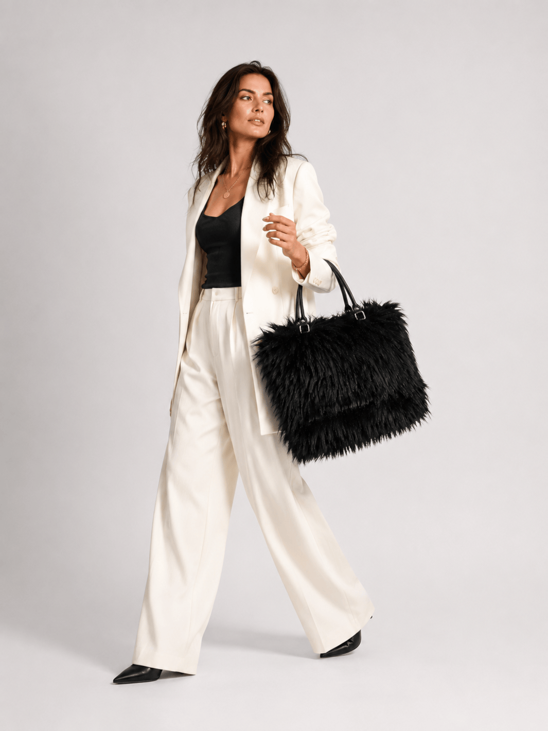 Faux fur tote bag