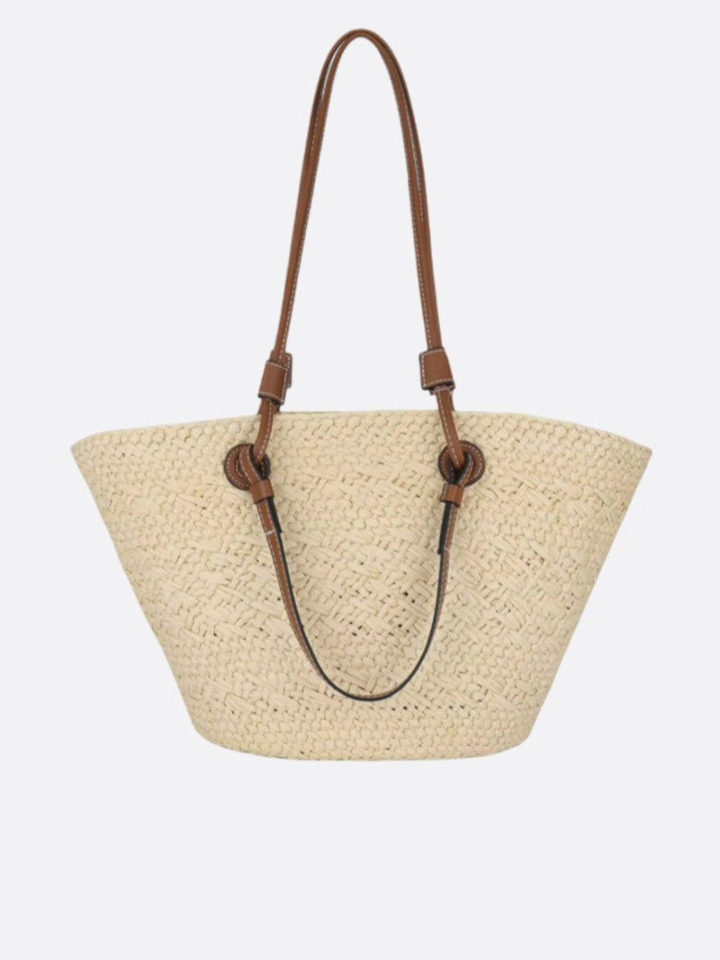 straw and leather tote bag