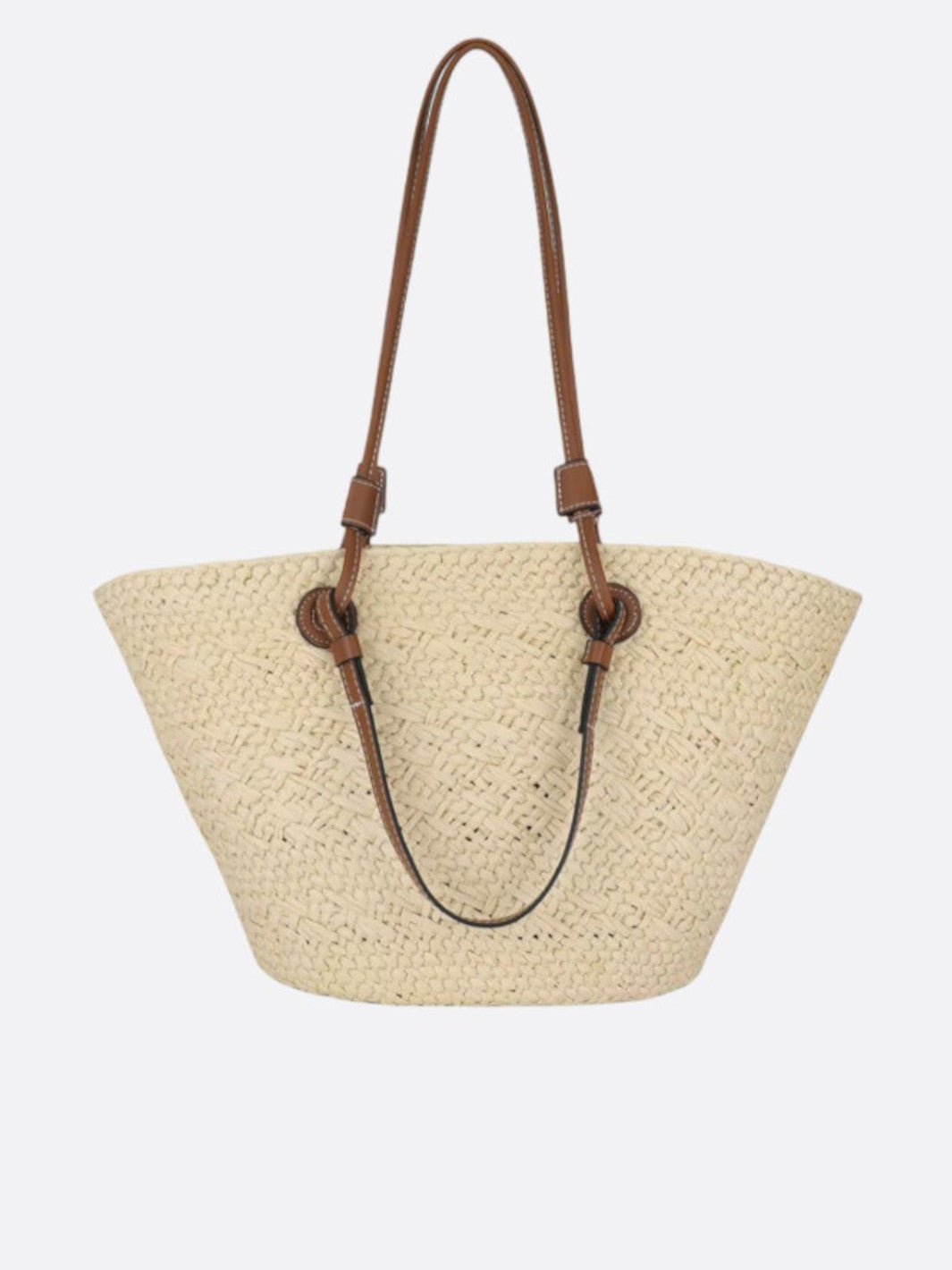 straw and leather tote bag