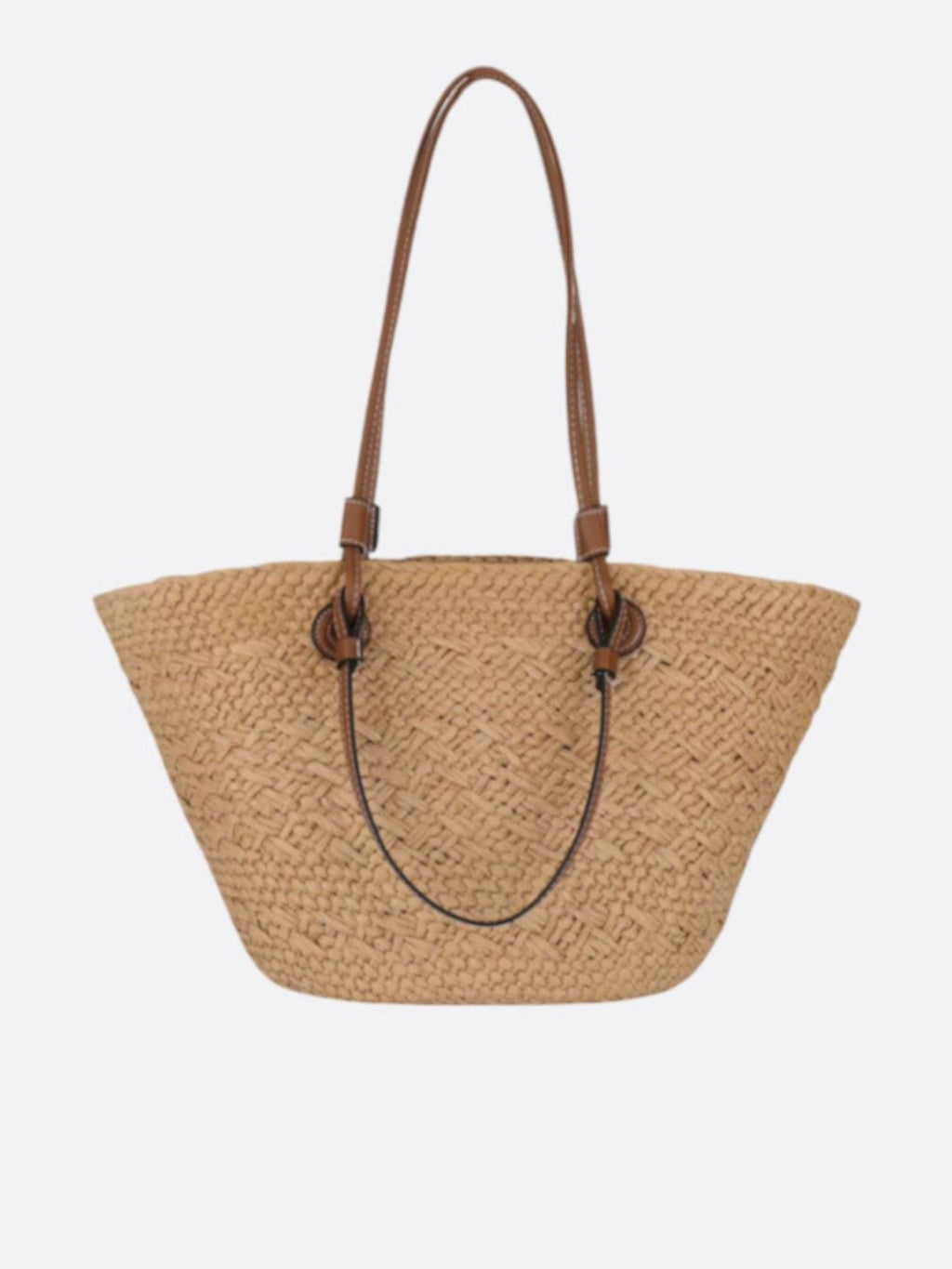 straw and leather tote bag