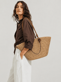 straw and leather tote bag