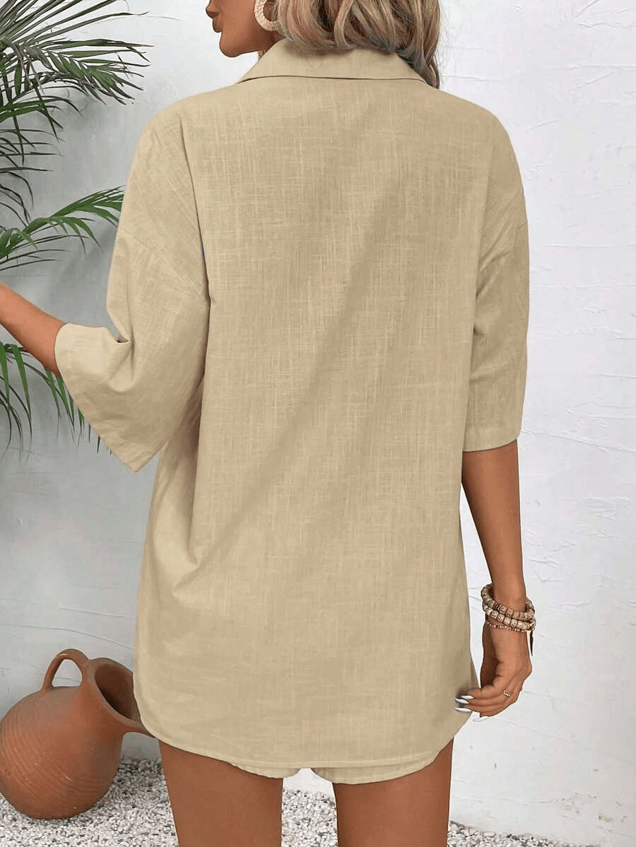Capri Set: Short-Sleeve Blouse and Summer Shorts
