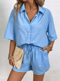 Capri Set: Short-Sleeve Blouse and Summer Shorts