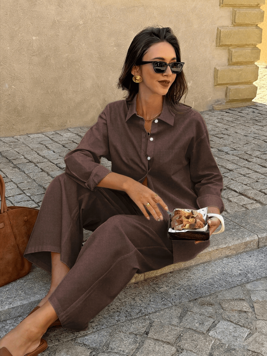 Two-Piece Casual Set Made of Pure Cotton