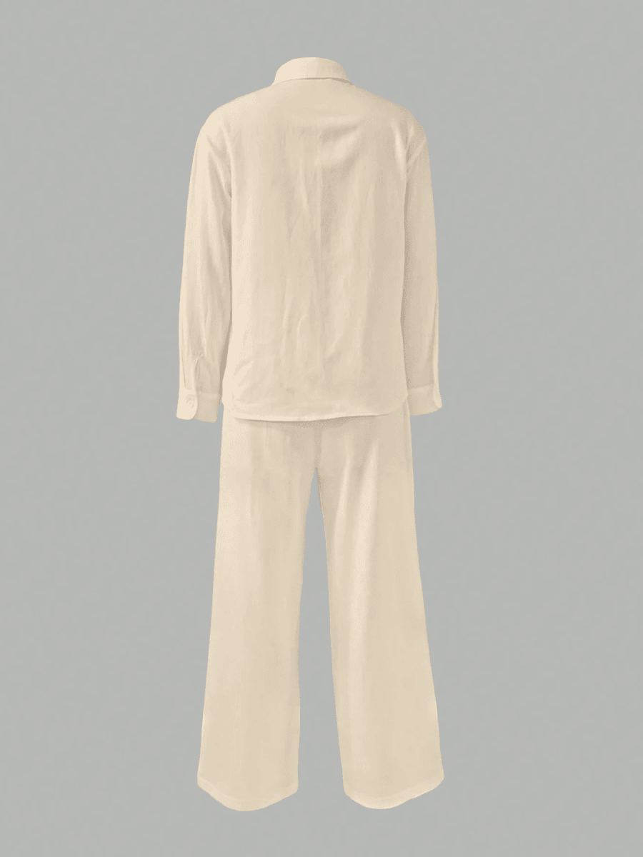 Giorgia Elegant Set – Off-the-Shoulder Blouse and Wide-Leg Pants