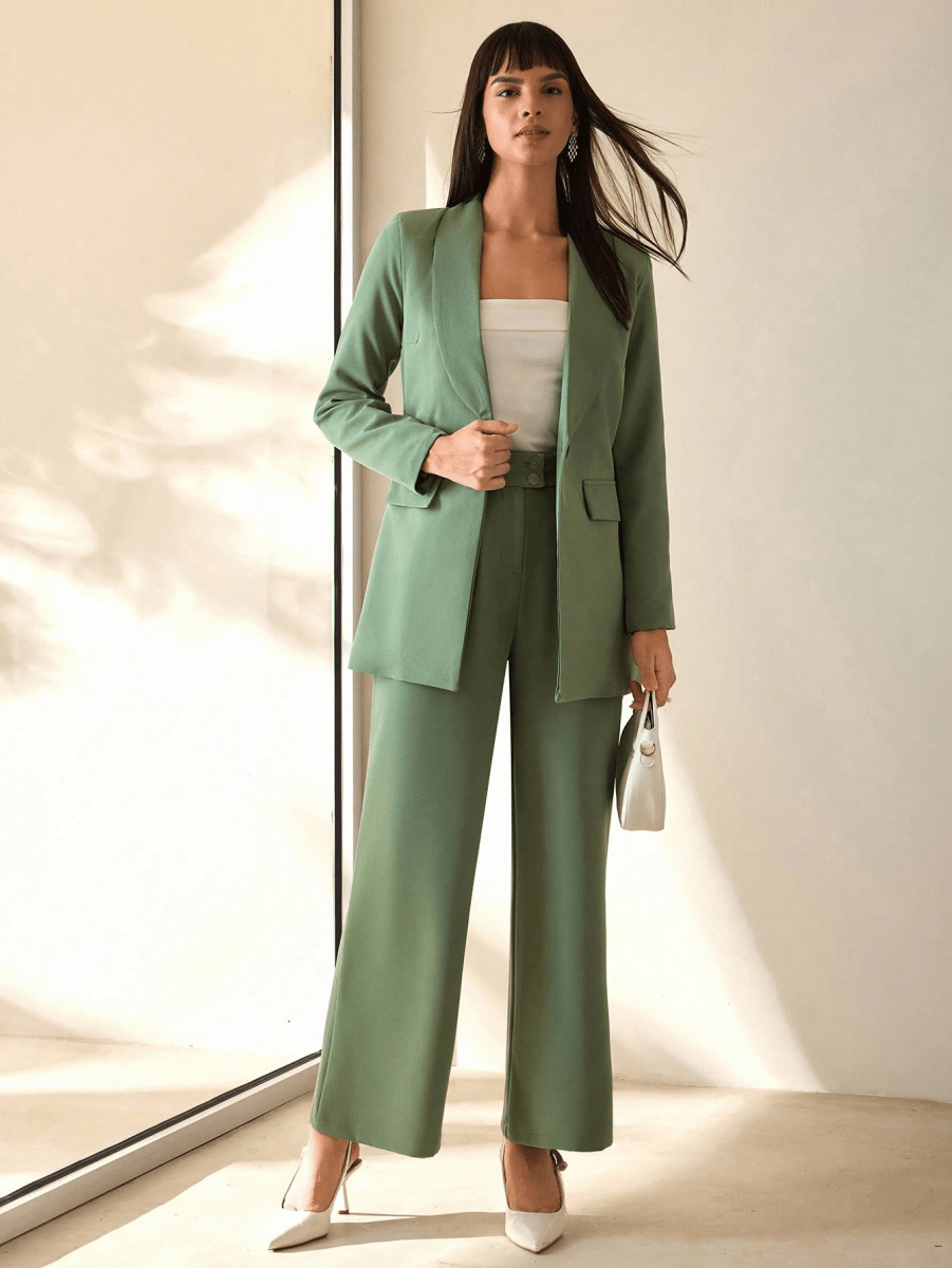 Conjunto Victoria – Blazer Doble Botonadura con Pantalón Pierna Ancha