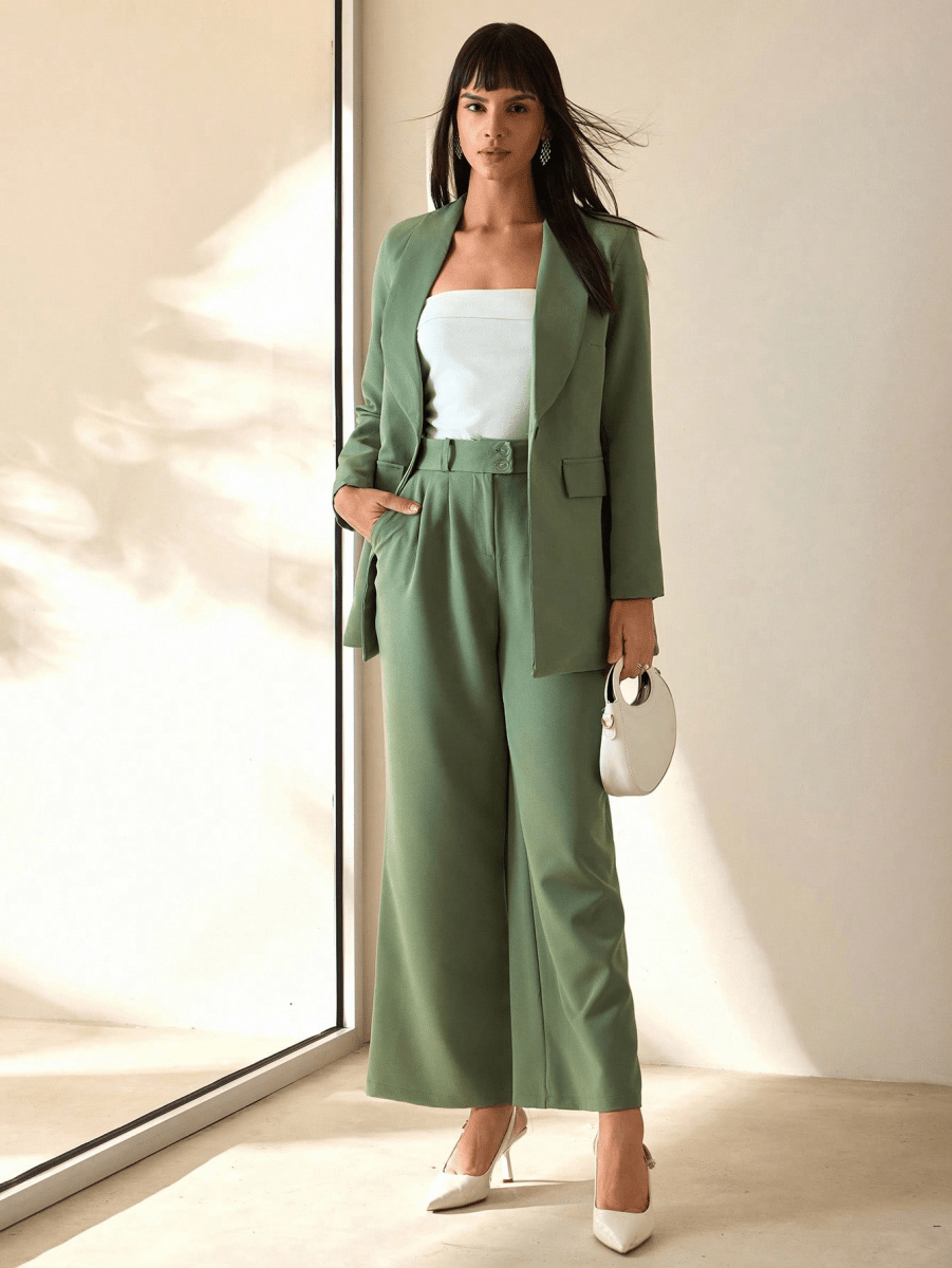 Conjunto Victoria – Blazer Doble Botonadura con Pantalón Pierna Ancha