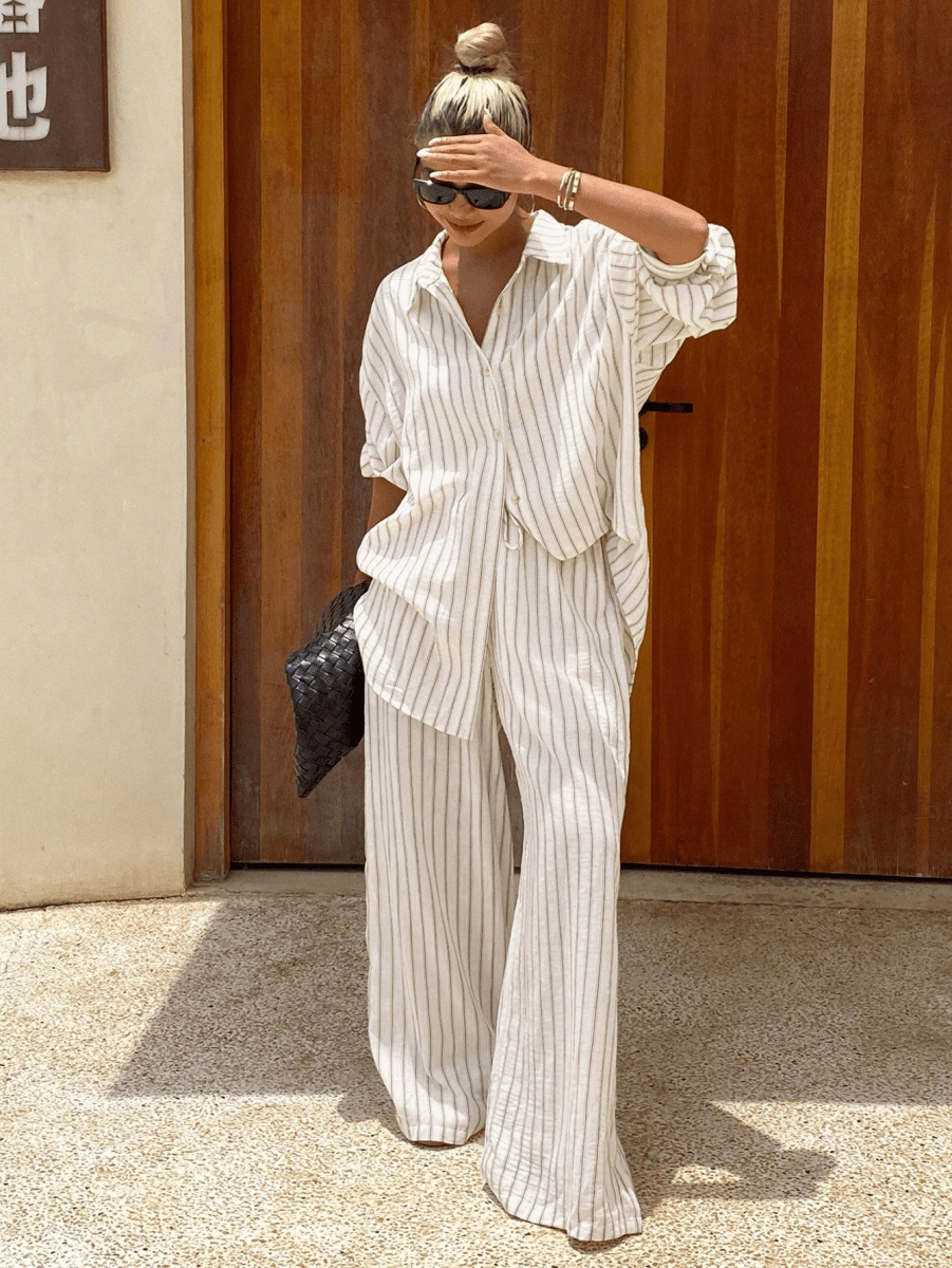 Oversized Blouse and Wide-Leg Pants Sets