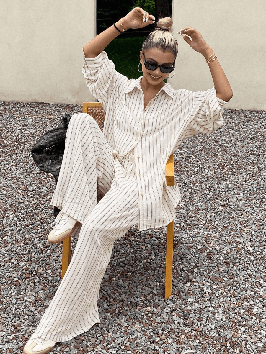 Oversized Blouse and Wide-Leg Pants Sets