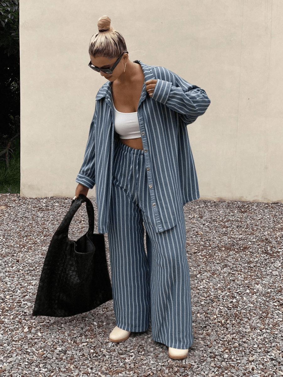 Oversized Blouse and Wide-Leg Pants Sets