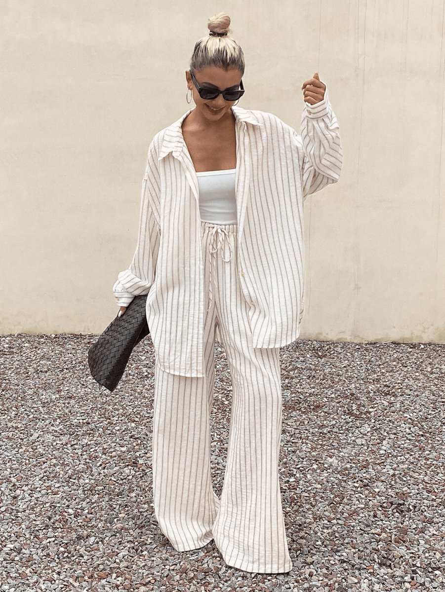 Oversized Blouse and Wide-Leg Pants Sets