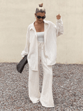Oversized Blouse and Wide-Leg Pants Sets