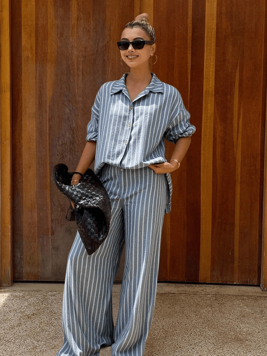 Oversized Blouse and Wide-Leg Pants Sets