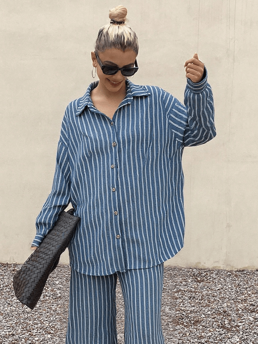 Oversized Blouse and Wide-Leg Pants Sets