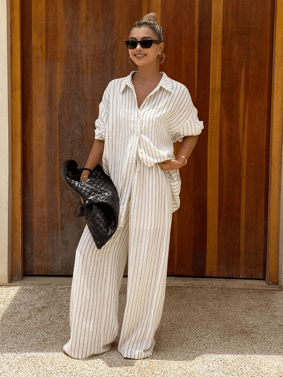 Oversized Blouse and Wide-Leg Pants Sets