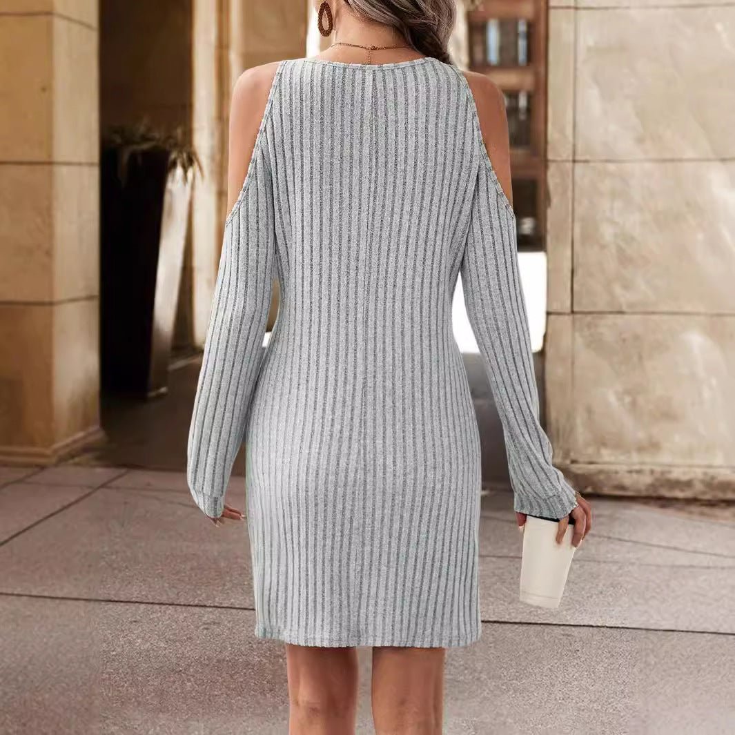 The Grey Intellectual | Women's High-Waist V-Neck Knitted Mini Dress
