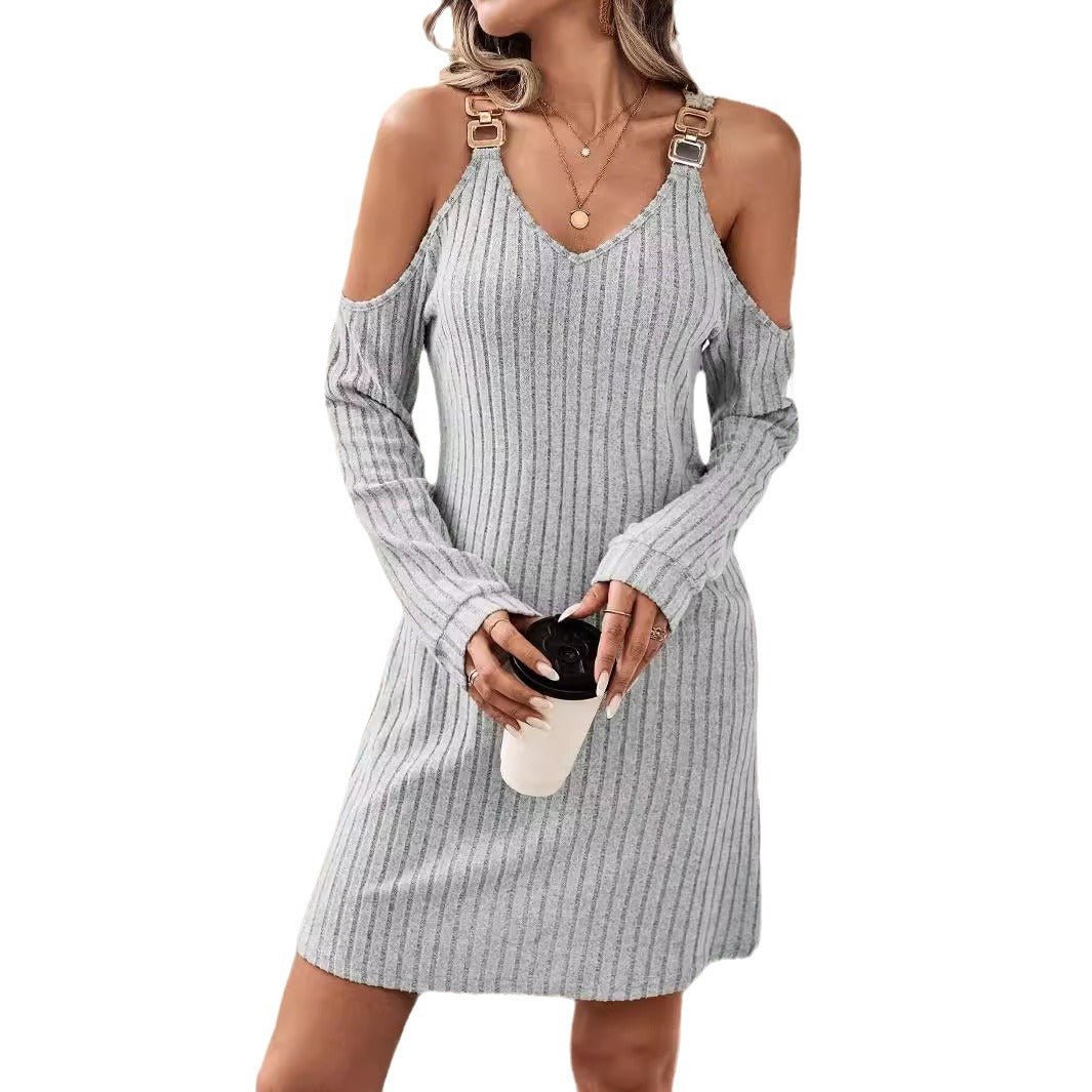 The Grey Intellectual | Women's High-Waist V-Neck Knitted Mini Dress