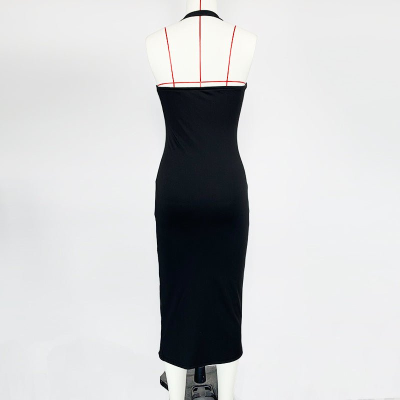 The Midnight Halter | Women's Backless Halter Neck Bodycon Midi Dress
