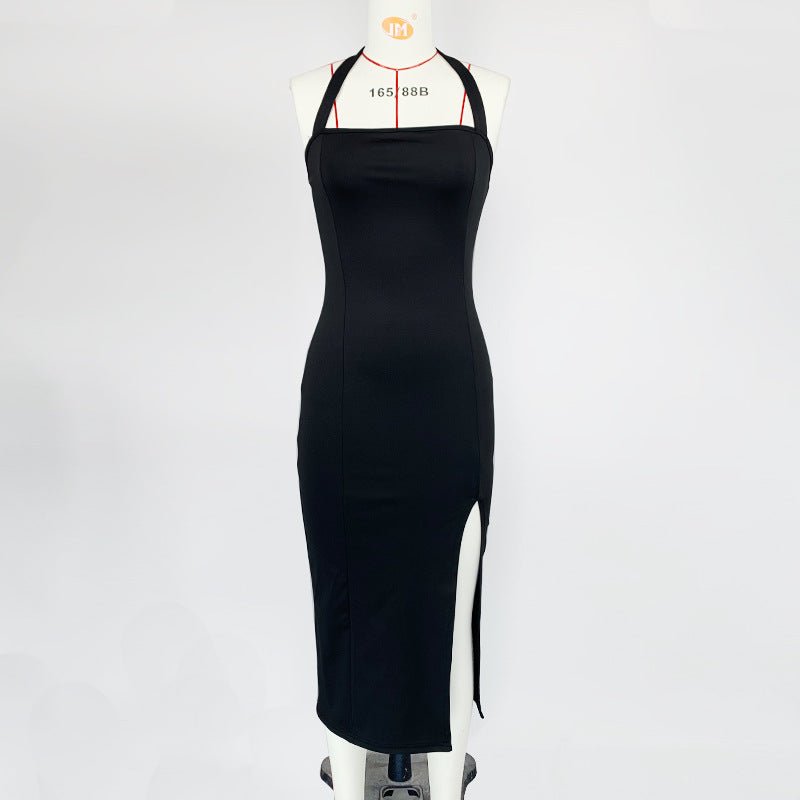 The Midnight Halter | Women's Backless Halter Neck Bodycon Midi Dress
