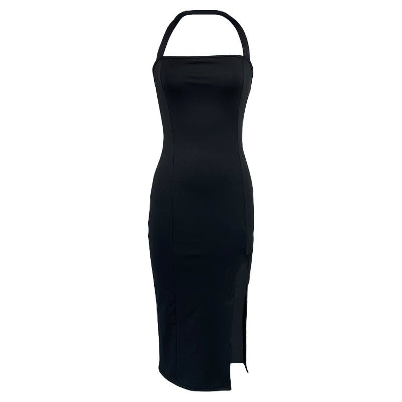 The Midnight Halter | Women's Backless Halter Neck Bodycon Midi Dress