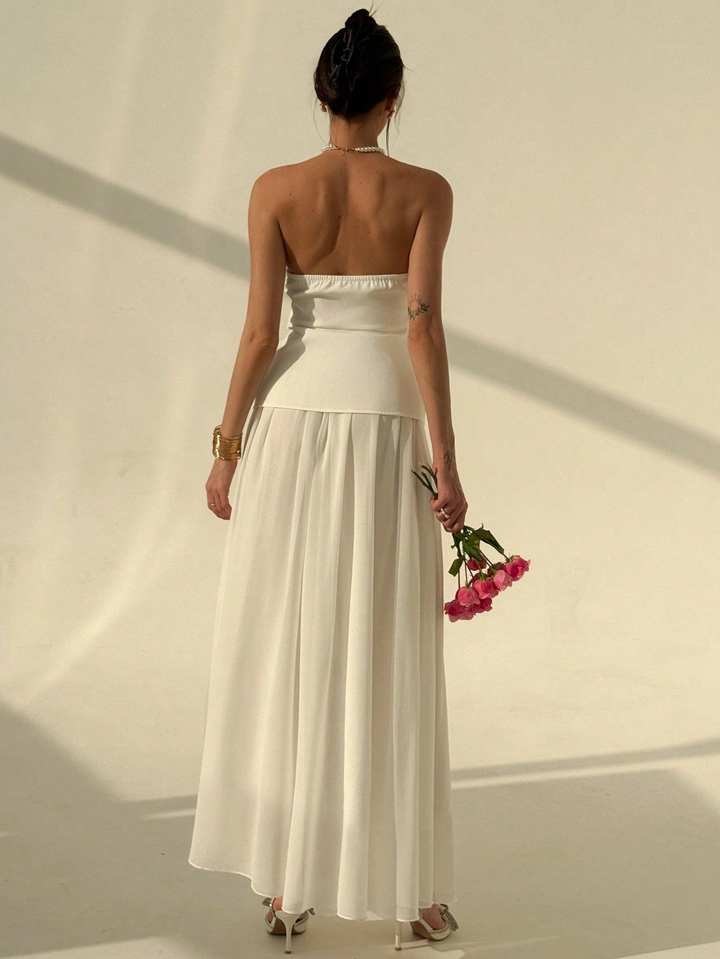 Elegant Simple Commuter Romantic Big Flare Skirt With Camisole Vest Top
