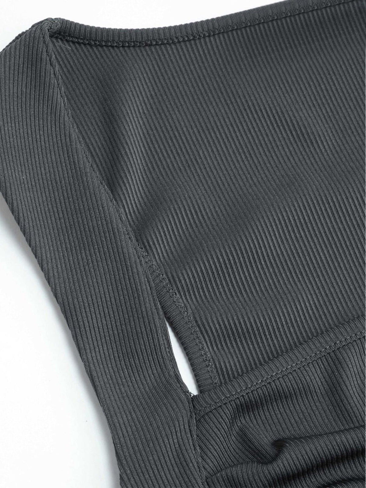 The Sleek Curve | Solid Color Knitted Small Pit Pleated Bodycon Maxi Dress
