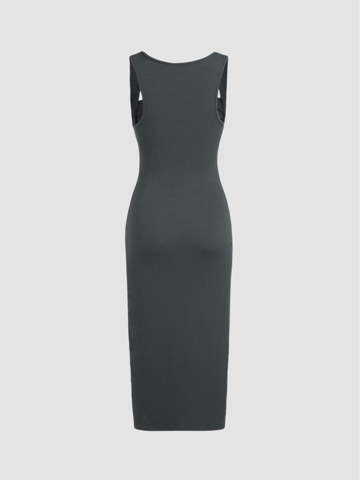 The Sleek Curve | Solid Color Knitted Small Pit Pleated Bodycon Maxi Dress
