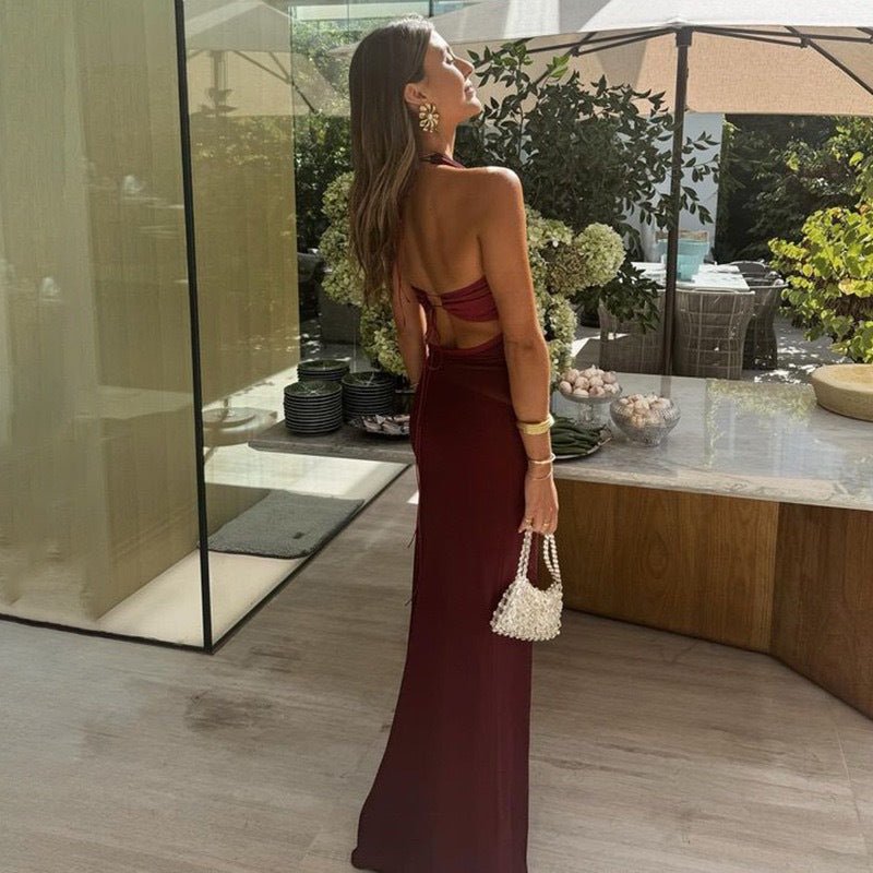 The Sultry Bloom | Floral Halter Backless Bodycon Maxi Dress