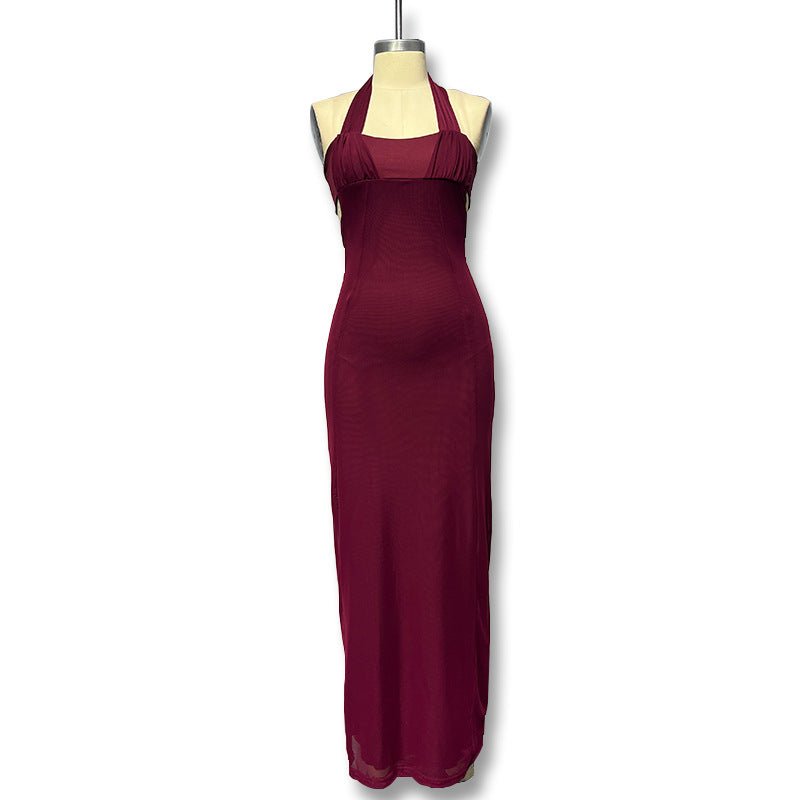 The Sultry Bloom | Floral Halter Backless Bodycon Maxi Dress