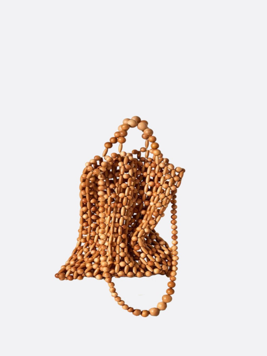 Large handbag made of wooden beads
