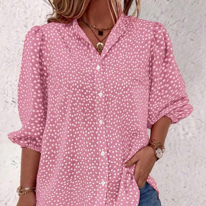 half-sleeved shirt women's clothing 2025 summer an and n commuting fee polka dot cardigan shirt loose
