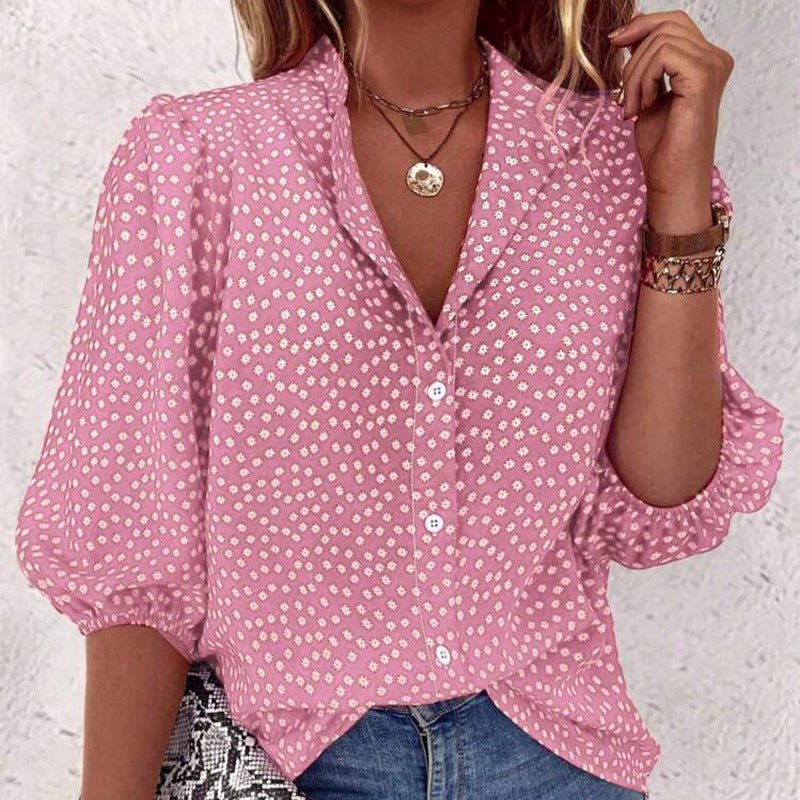 half-sleeved shirt women's clothing 2025 summer an and n commuting fee polka dot cardigan shirt loose