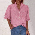 half-sleeved shirt women's clothing 2025 summer an and n commuting fee polka dot cardigan shirt loose