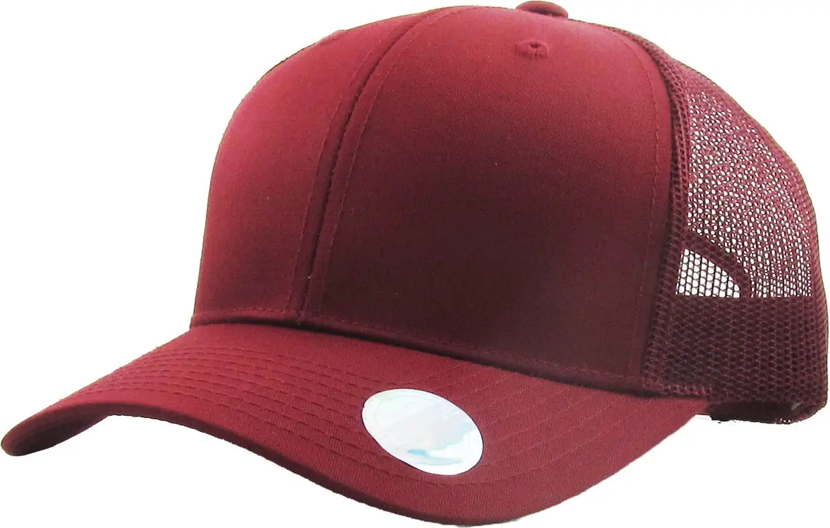 Full Burgundy Classic 6 Panel Mesh Back