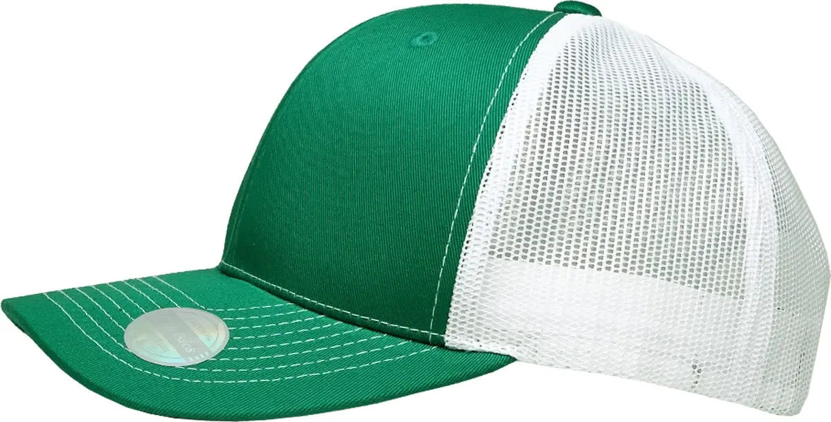 Green-White Classic 6 Panel Mesh Back