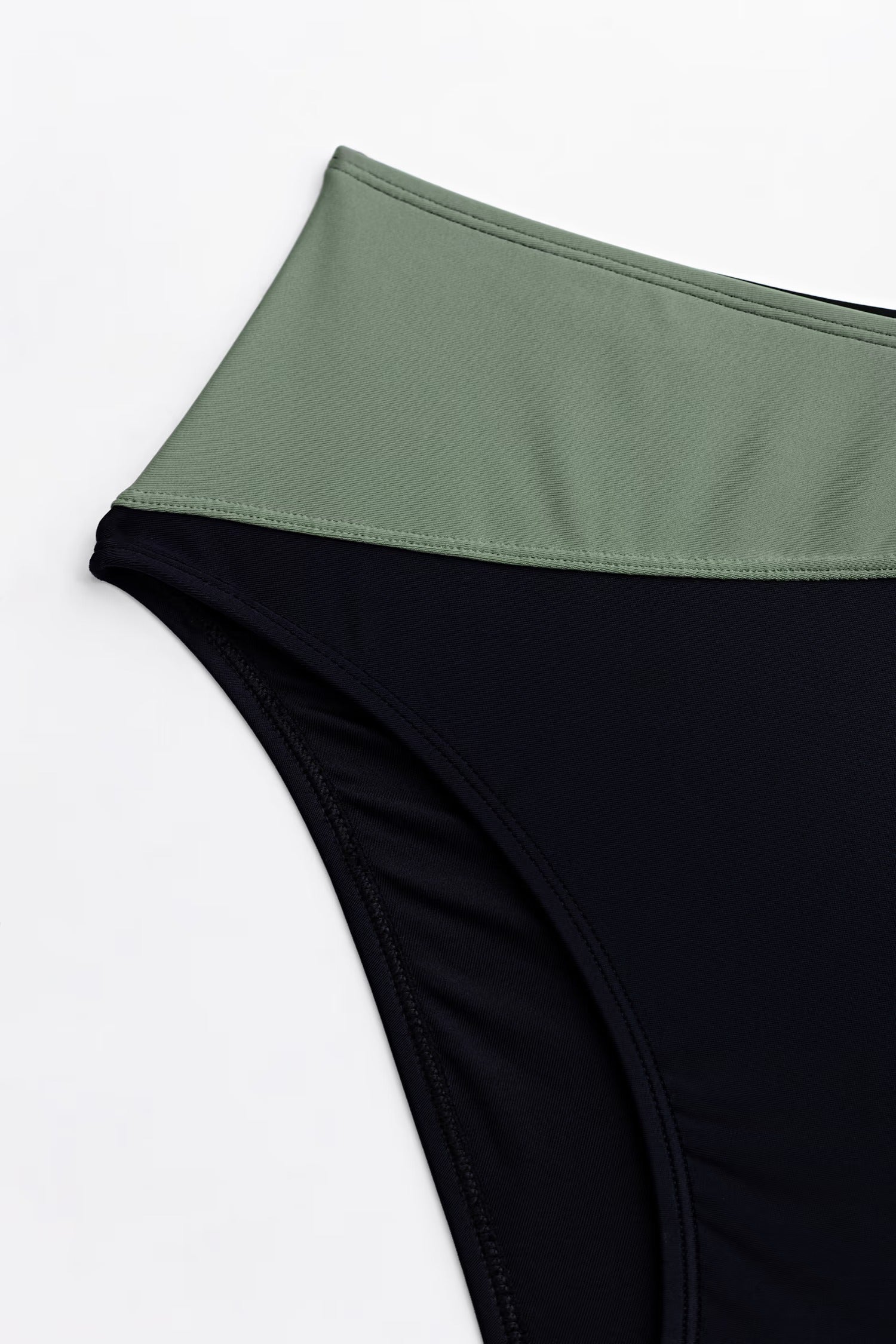 High-waisted eucalyptus green bikini