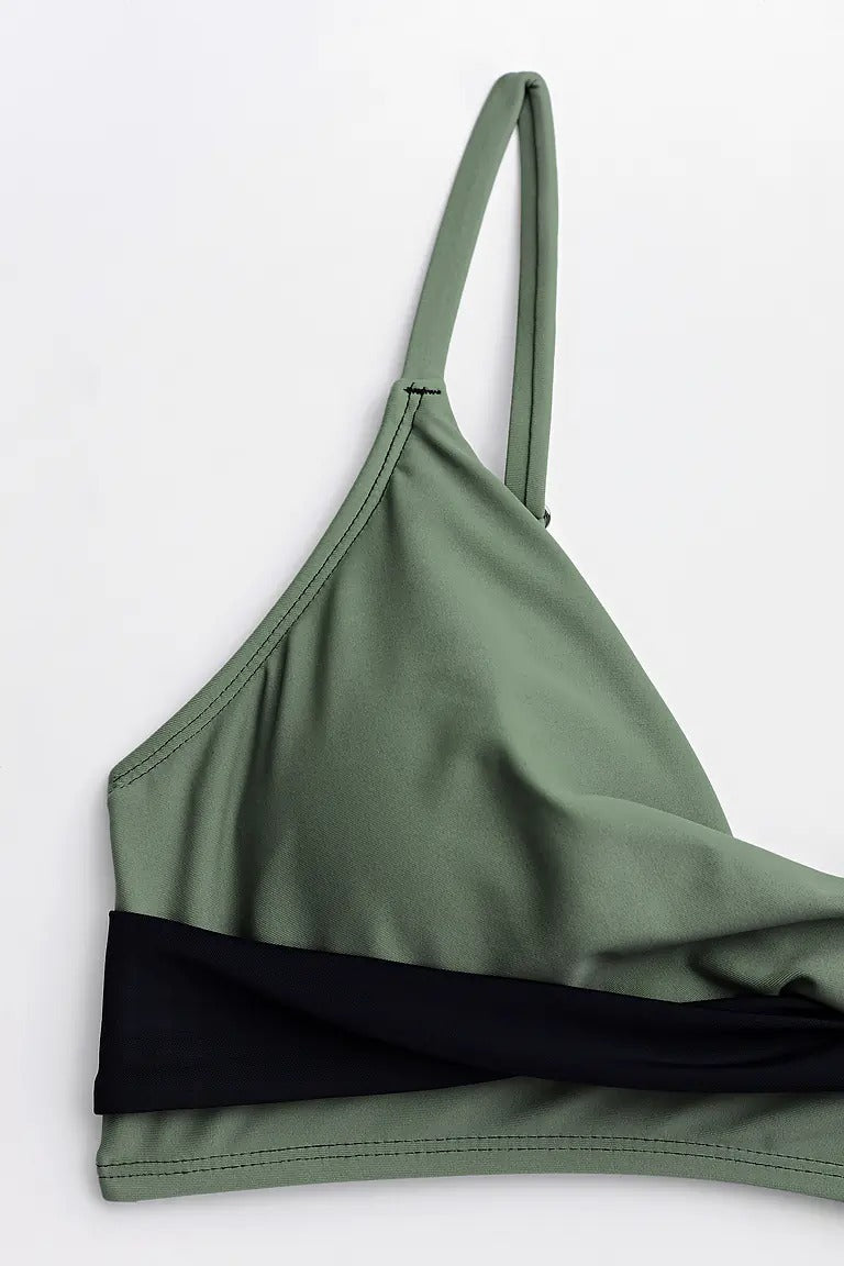 High-waisted eucalyptus green bikini