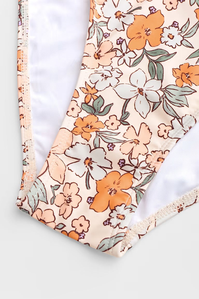 Bikini with floral twisted bralette and high spliced waist