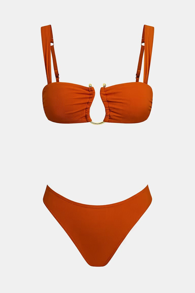 x Camille Bikini with a low-cut, high-waisted square neck