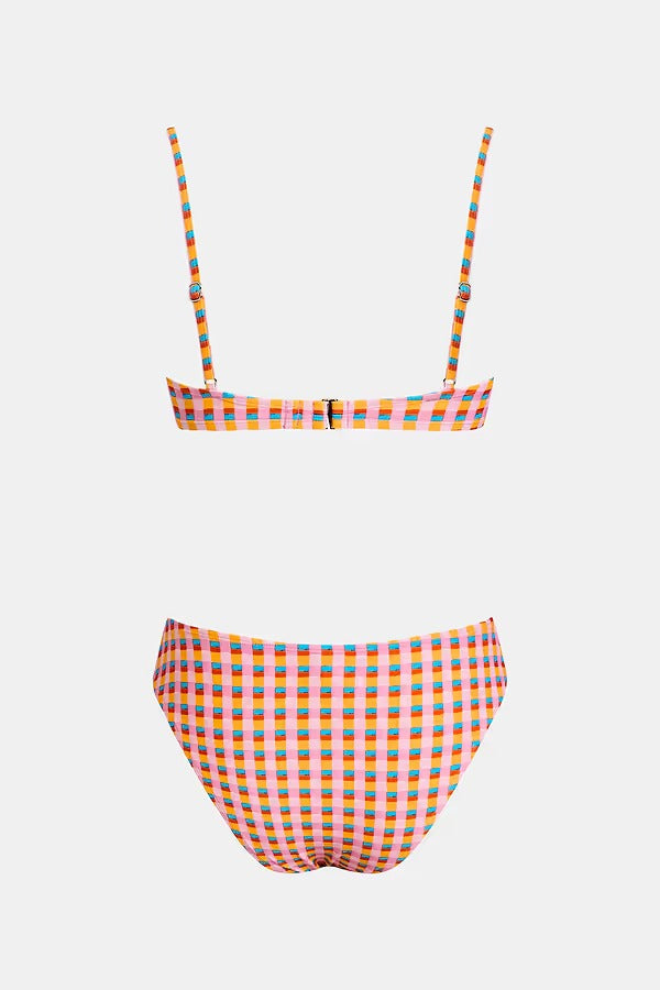 Checkered bikini with adjustable straps