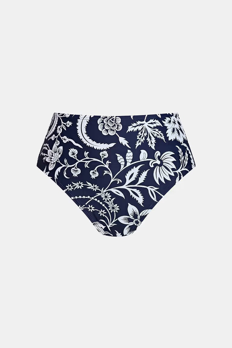 Blue ruched tankini and bottoms