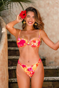 Floral sweetheart neck balconette bikini