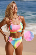 Textured tie-dye scoop neck bikini with high waist