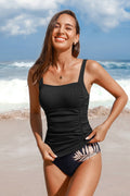 Tankini with black floral bottoms