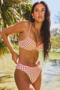 Checkered bikini with adjustable straps